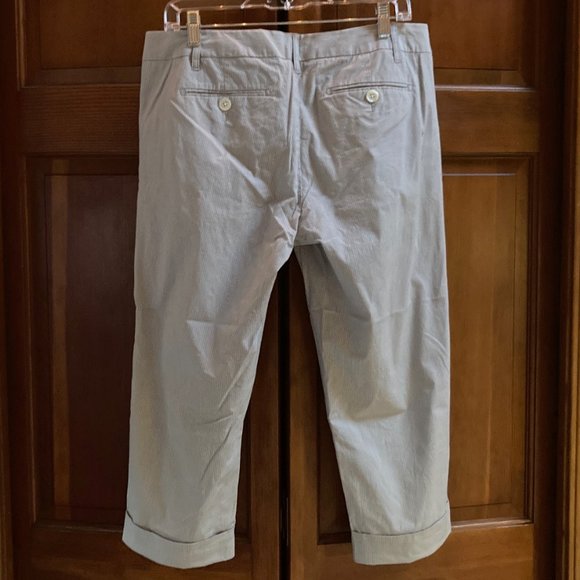 Gray Pinstriped Cropped Pants with Cuffs - Low waist - Brand is G1Boy - Large - Picture 2 of 10
